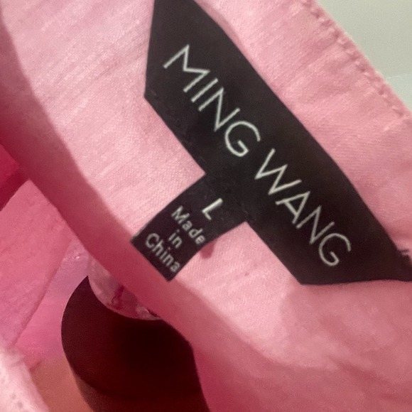 Ming Wang Pink 3/4 Sleeve Blouse Top Linen Blend Size Large - Picture 2 of 6